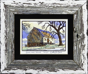 Hand painted linoleum block print